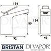 Bristan Alp Basin Mixer Clicker Waste Tap Dimensions